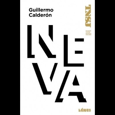 Capa de livro com título NIEVA em preto, autor Guillermo Calderón e detalhes em dourado