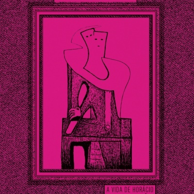 Capa de livro rosa com ilustração abstrata e texto em preto