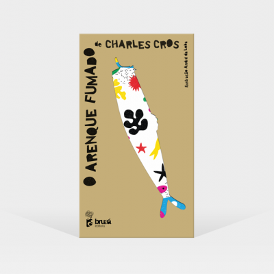 Cartaz bege com peixe colorido e texto em preto ARENQUE FUMADO de Charles Cros