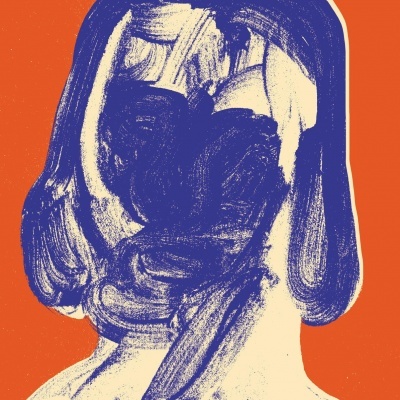 Capa de livro 'A FÚRIA' com ilustração abstrata de rosto em azul e fundo laranja