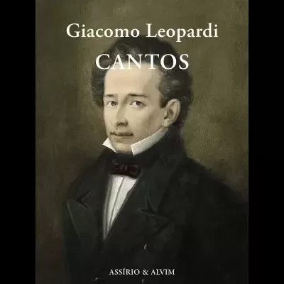 Capa de livro com retrato de homem e texto Giacomo Leopardi CANTOS