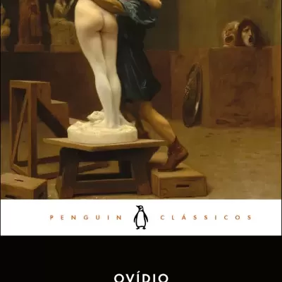 Capa de livro com pintura de escultor e estátua nua, título 'Metamorfoses', autor Ovídio, Penguin Clássicos.