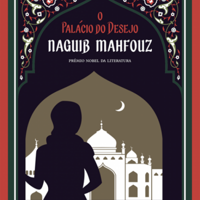 Capa de livro O PALÁCIO DO DESEJO com silhueta de mulher e palácio ao fundo