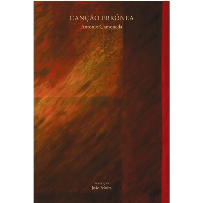 Livro 'CANÇÃO ERRÓNEA' de António Gamoneda com capa em tons castanho e vermelho
