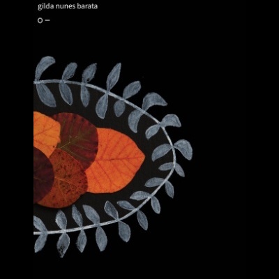 Capa preta de livro com texto branco e ilustração de folhas coloridas