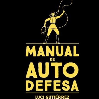 Capa de livro preta com figura amarela e texto 'MANUAL DE AUTO DEFESA LUCI GUTIÉRREZ'