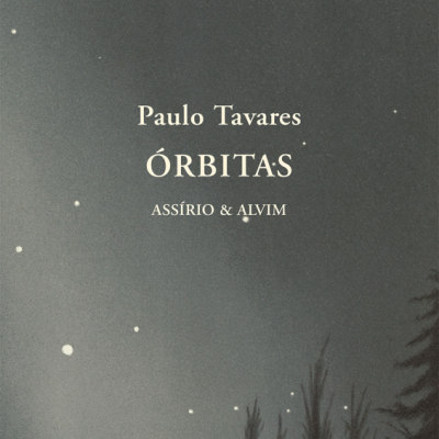 Capa do livro 'Órbitas' de Paulo Tavares com ilustração de céu estrelado e árvores