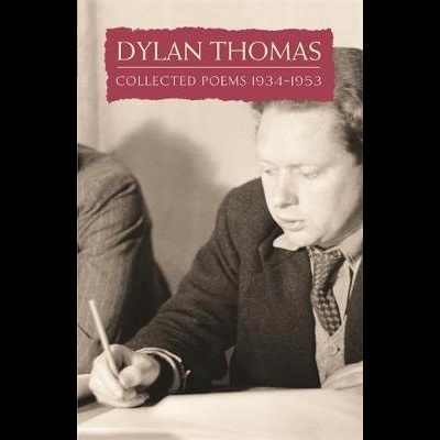 Capa de livro com fotografia sépia de Dylan Thomas e título em caixa vermelha