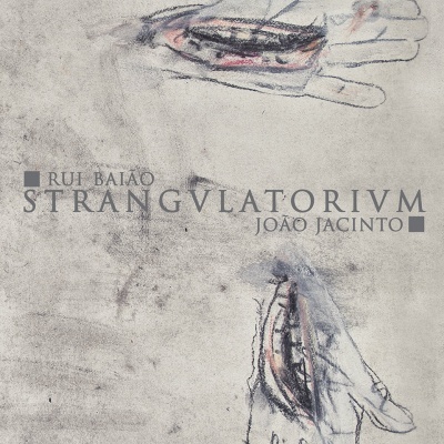 Desenho de mãos com bocas abertas e texto Rui Baião Strangvlatorivm João Jacinto
