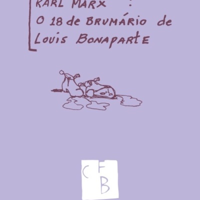 Capa de livro lilás com texto escrito à mão e desenho simples em castanho