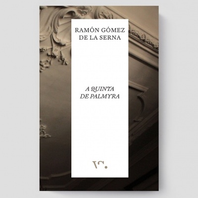 Capa de livro com ornamentos e texto sobre fundo cinza e branco