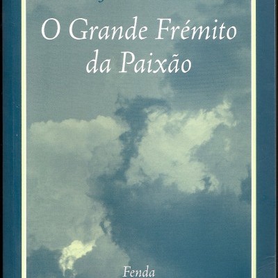 Capa de livro O Grande Frêmito da Paixão de João Camilo com fundo azul e nuvens.