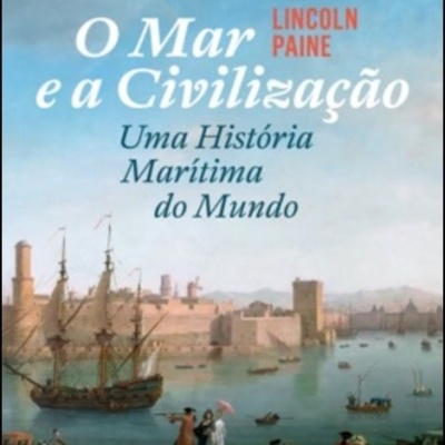 Capa de livro com pintura de porto antigo e texto do título e autor