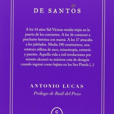 Capa de livro roxa com texto branco intitulado Vidas de Santos