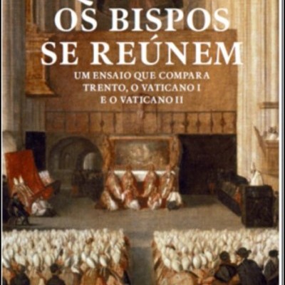 Capa do livro 'Quando os Bispos se Reúnem' com imagem de bispos na catedral