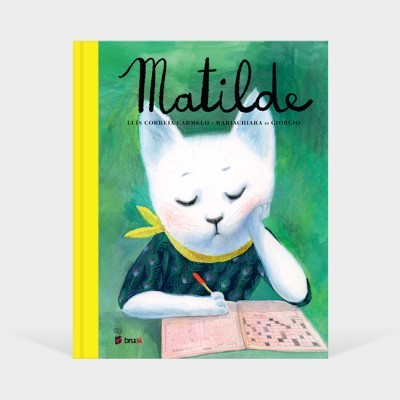 Capa de livro intitulado Matilde com ilustração de coelho branco a escrever numa folha.