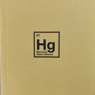 Capa amarela de livro com texto Hg Mercúrio Vasco Oliveira