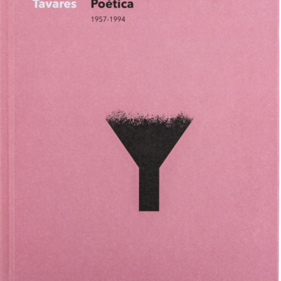 Capa de livro cor-de-rosa com texto branco e preto e símbolo preto em forma de funil