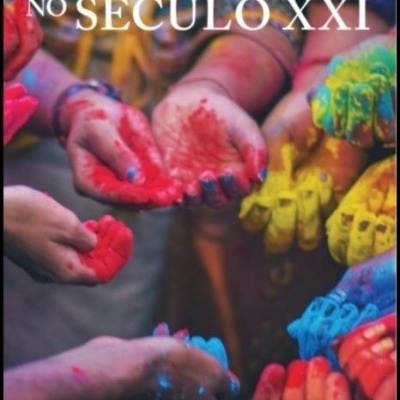 Capa de livro com mãos coloridas e o título A RELIGIÃO NO SÉCULO XXI