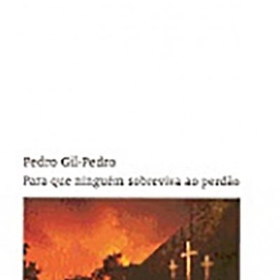 Capa de livro com título e imagem de céu em fogo e cruzes iluminadas