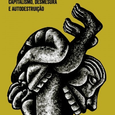 Capa de livro com título A SOCIEDADE AUTOFÁGICA e ilustração de figura humana estilizada