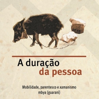 Capa de livro 'A duração da pessoa' de Elizabeth Pissolato com ilustração de animal e objetos.