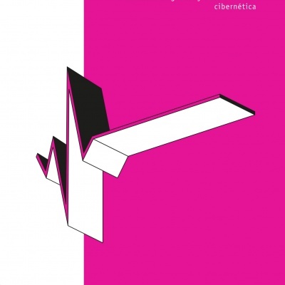 Capa de livro rosa e branca com título e ilustração geométrica