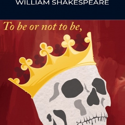 Capa do livro Hamlet com caveira e coroa amarela