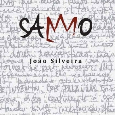 Capa de livro com fundo branco e texto manuscrito cinzento, título 'SAMO' e autor 'João Silveira'