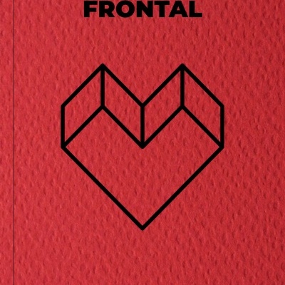 Capa vermelha texturizada com texto negro e desenho geométrico de coração