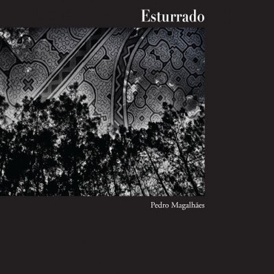 Capa de livro com árvores e padrão geométrico em tons de cinza