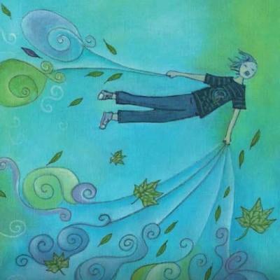 Capa de livro com ilustração de pessoa e redemoinhos coloridos e texto em português.