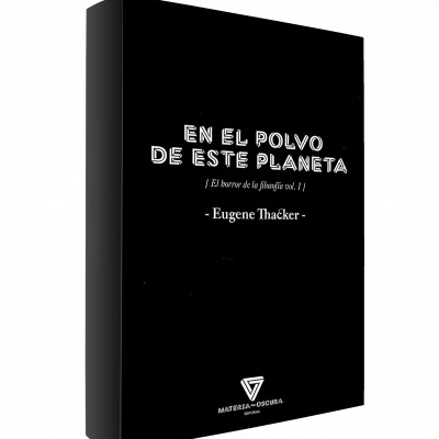 Livro preto com texto branco e logo da editora Materia Oscura