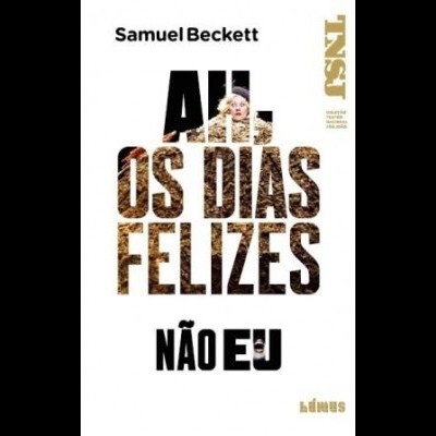 Capa de livro 'ALL OS DIAS FELIZES NÃO EU' de Samuel Beckett com textura de leopard print nas letras do título