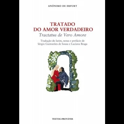 Capa do livro Tratado do Amor Verdadeiro com ilustração de duas pessoas sob arco de pedra com flores