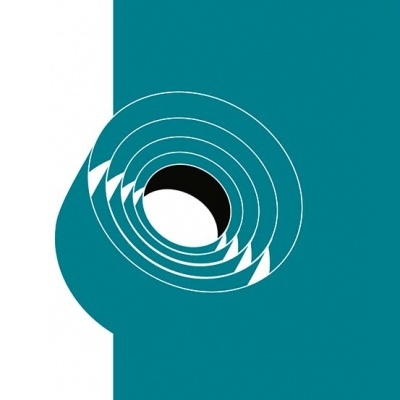 Capa de livro azul turquesa e branco com círculos concêntricos e texto em branco