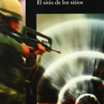 Capa de livro com soldado armado e escudo antibalístico, título e autor visíveis