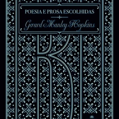 Capa de livro preta com padrão ornamental e título POESIA E PROSA ESCOLHIDAS + Gerard Manley Hopkins