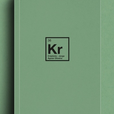 Livro verde com texto Kr e Criptónio - Jorge Aguiar Oliveira na capa