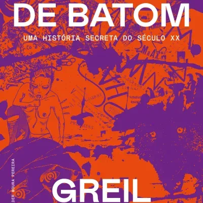 Capa de livro laranja e púrpura com texto branco e ilustração de figuras humanas.