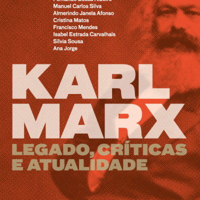 Capa do livro Karl Marx Legado, Críticas e Atualidade com fundo vermelho e imagem de Karl Marx