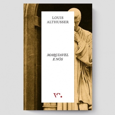 Capa de livro 'Maquiavel e Nós' de Louis Althusser com estátua clássica ao fundo