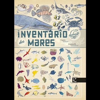 Capa de livro com ilustrações de animais marinhos e texto em português
