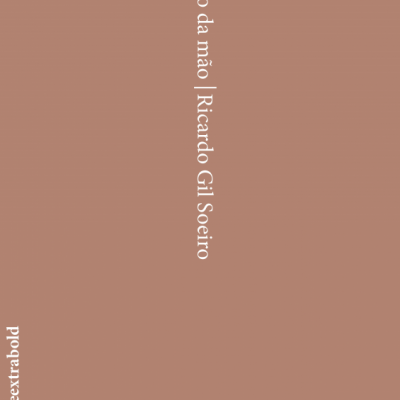 Capa de livro castanha com texto branco vertical