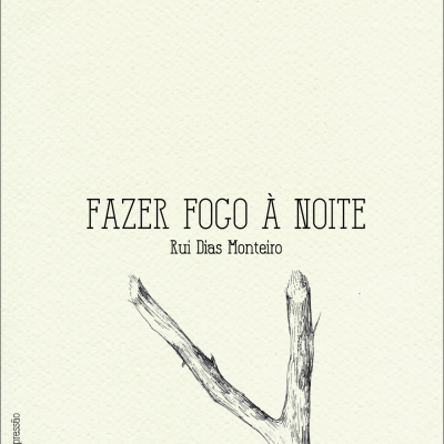 Capa de livro creme com título 'FAZER FOGO À NOITE' e desenho de ramo de árvore