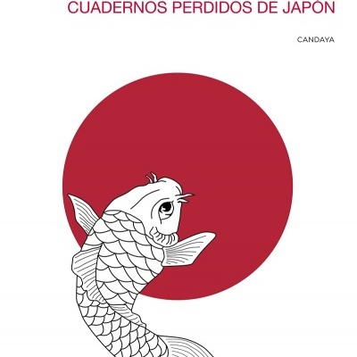 Capa de livro com peixe Koi e círculo vermelho