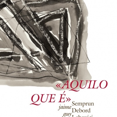 Capa de livro com design abstrato e texto em vermelho e castanho