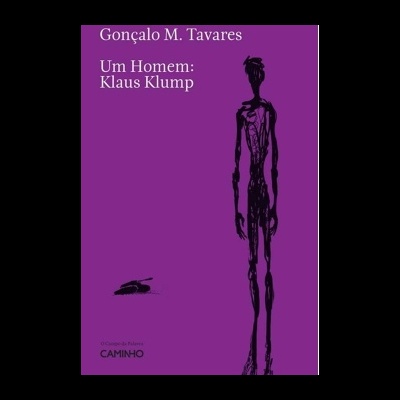 Capa de livro roxa com título e autor em branco e figura humana preta abstrata