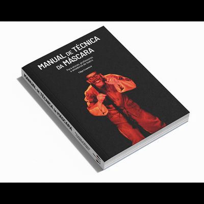 Livro com capa preta e imagem de pessoa com roupa vermelha e máscara.