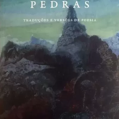 Capa de livro com pintura de pedras e texto branco